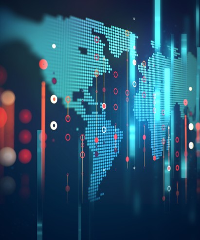Abstract global data network representing supply chain technology